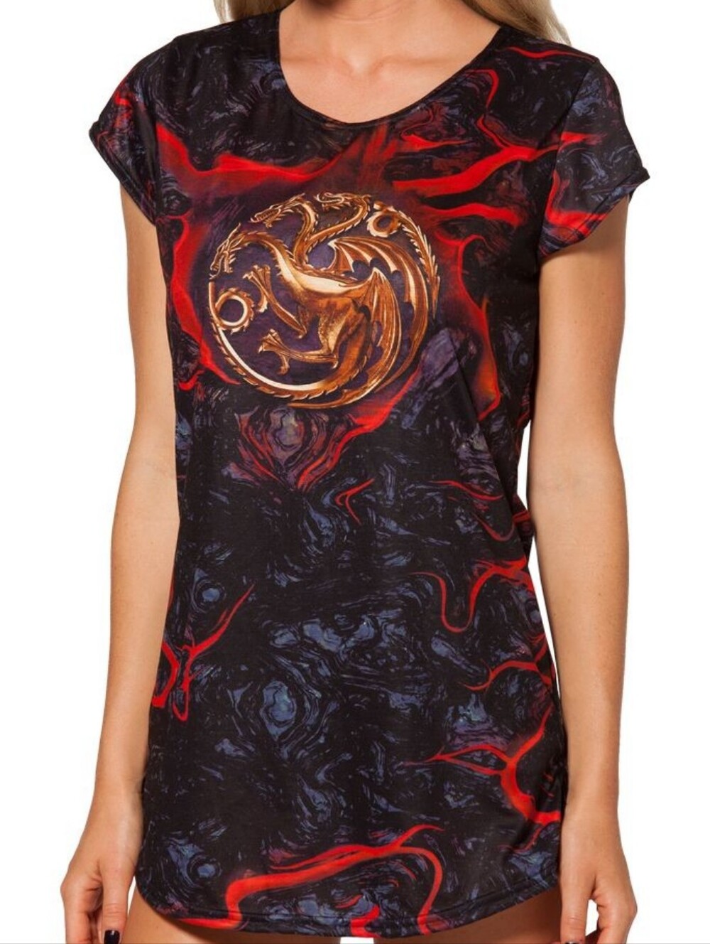 Blackmilk Game of Thrones Dragon Print Team Targaryen GFT Tunic Top Small